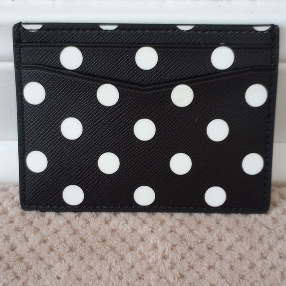 Kate Spade New Black and White Polka Dot Card Wallet - Picture 2 of 4